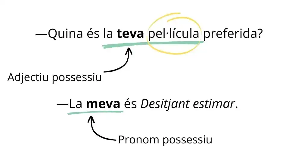 Exemple de pronoms possessius