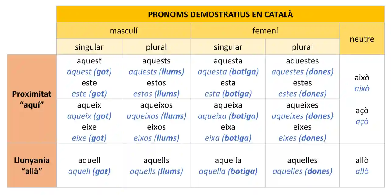 pronoms demostratius en català